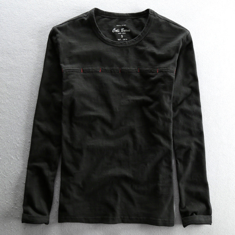 Crew-neck Solid-color Bamboo-cotton Japanese-style Men's Cotton T-shirt
