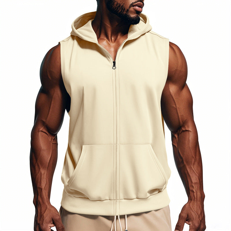 Men's Sports Fitness Training Zip-Up Sleeveless Vest