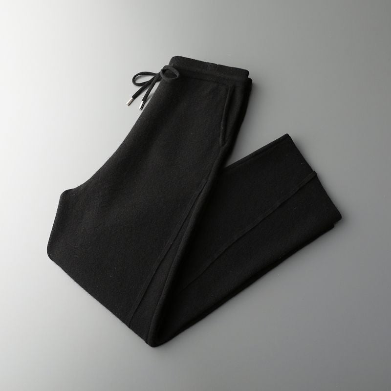 Men's Thickened Mid-Waist Wool Straight-Leg Pants
