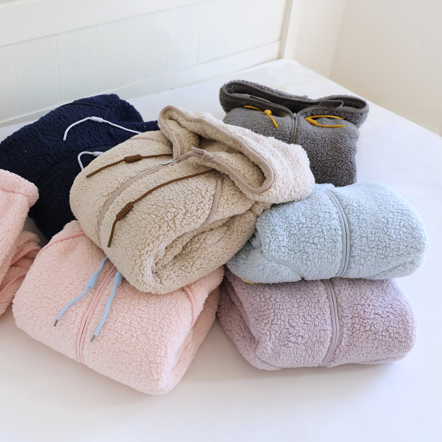 Corduroy Solid Color Casual Loose Fitting Set Flannel Hooded Padded Loungewear