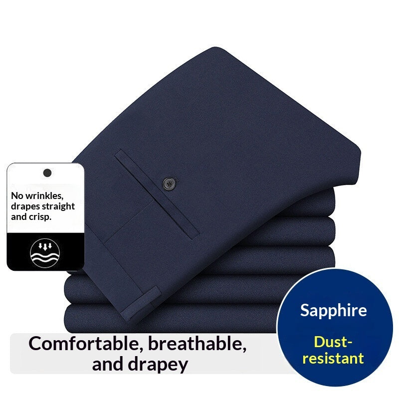 Men's Stretch Casual Pants, Loose-Fit Wrinkle-Resistant, Iron-Free Dress Pants