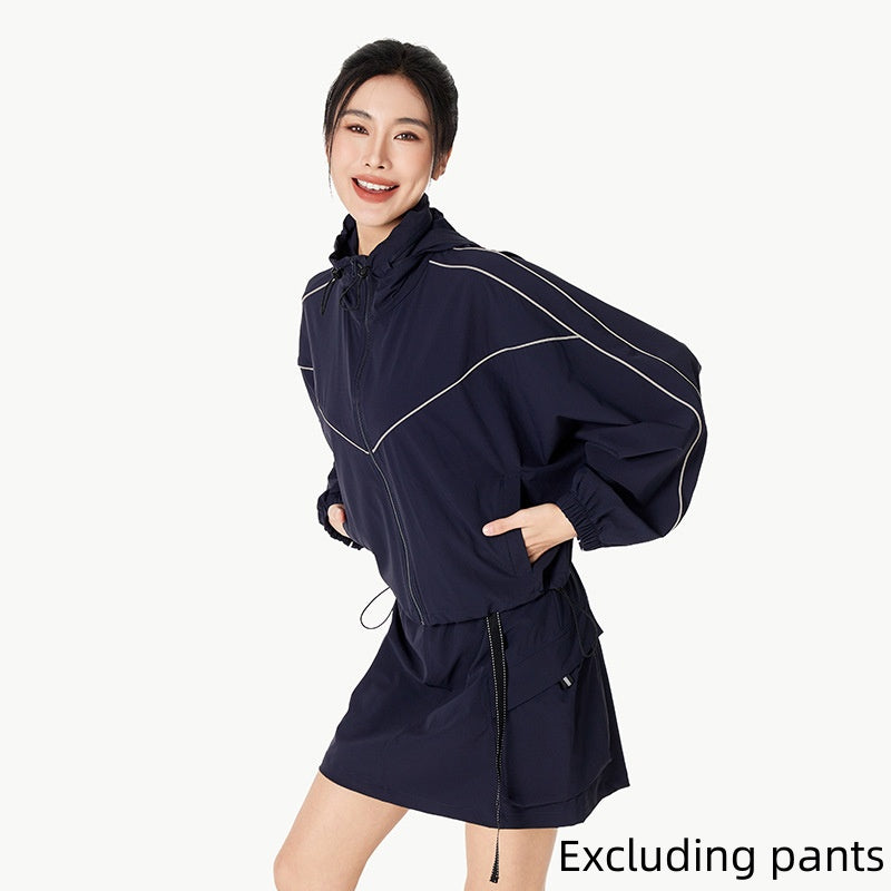 Women's Short UPF200 Sun-Protective Clothing Breathable Hooded Lightweight Jacket