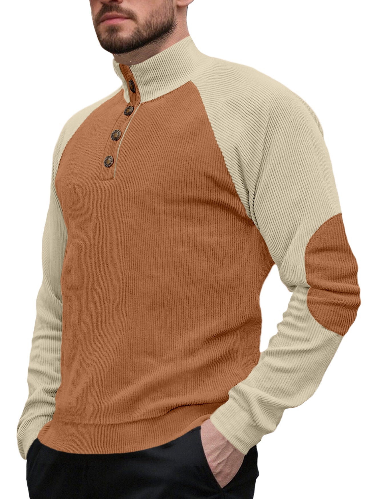 SpringAutumn New Men's Outdoor Raglan Sleeve Casual Stand-up Collar Loose Long Sleeve