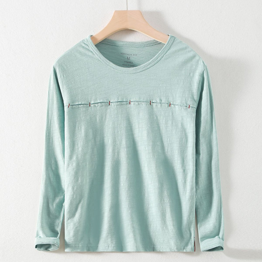Crew-neck Solid-color Bamboo-cotton Japanese-style Men's Cotton T-shirt