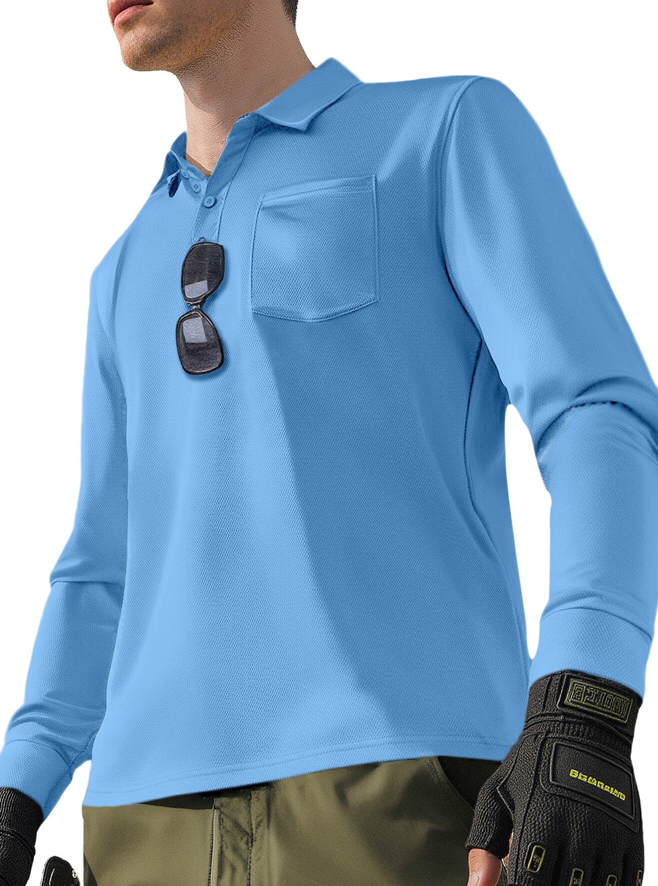 Solid Color Quick-Dry Polo Neck Long Sleeve Men's