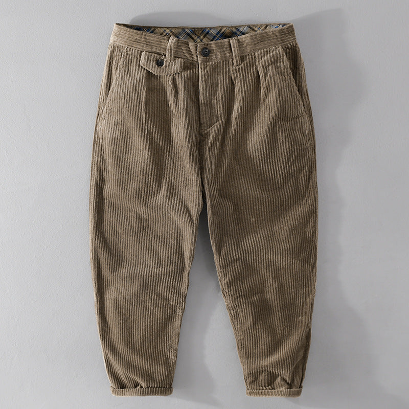 Men's Corduroy Trousers Retro-Style Loose-Fit Casual Pants