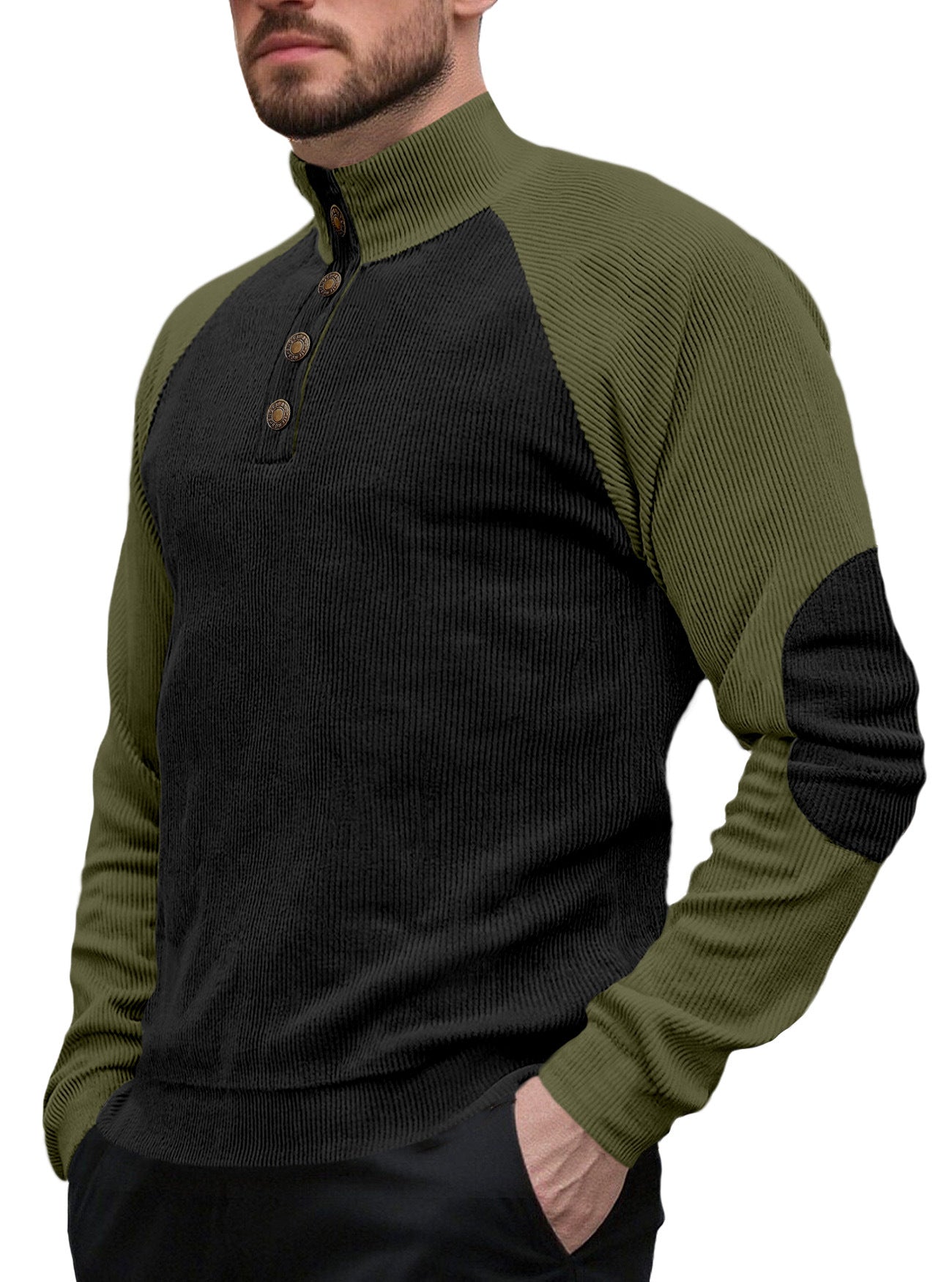 SpringAutumn New Men's Outdoor Raglan Sleeve Casual Stand-up Collar Loose Long Sleeve