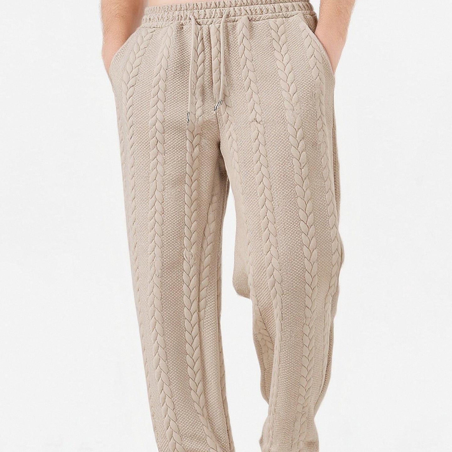 Men's Casual Loose Solid-Color Drawstring Straight-Leg Pants