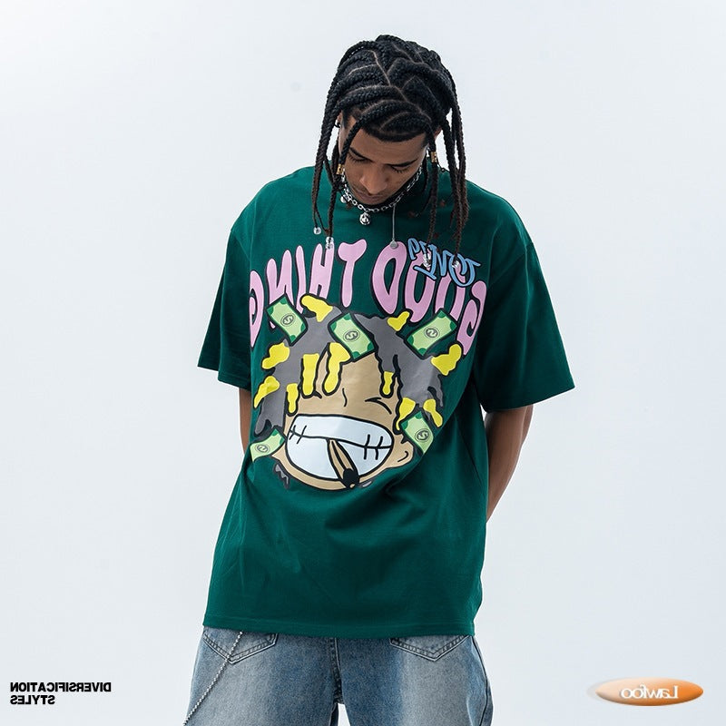 Men's Pure Cotton Street Fun Print Short Sleeve