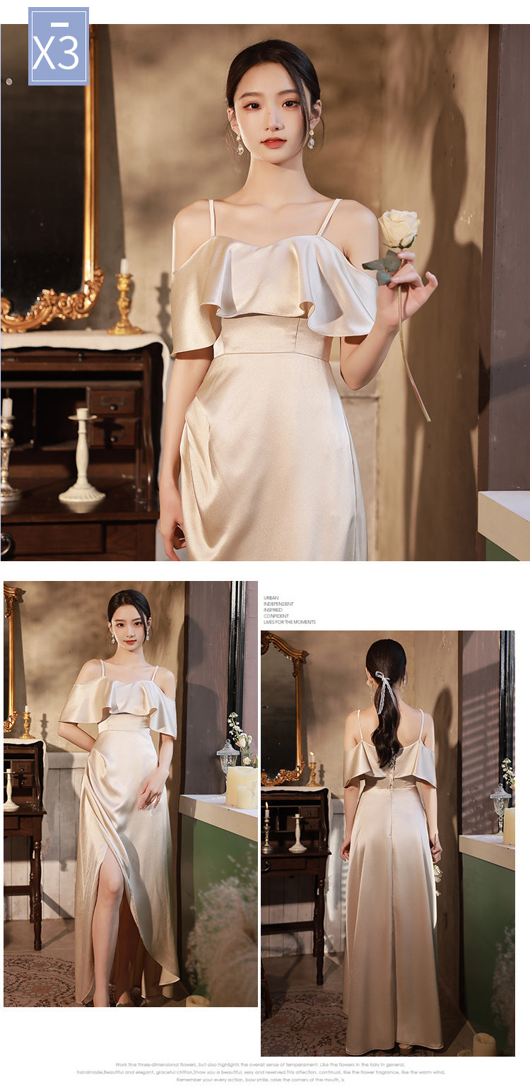 Simple And Light Luxury Satin Sisters Group Party Formal Dress