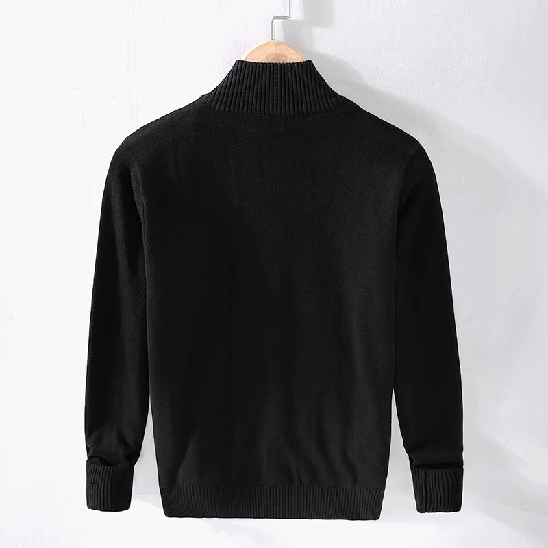 Men's Stand-Up Collar Slim-Fit Zipper Casual Solid-Color Top