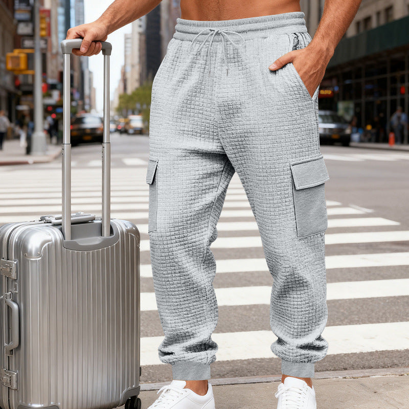 Men's Loose Fit Casual Sports Jacquard Outdoor Work Trousers For Commuting