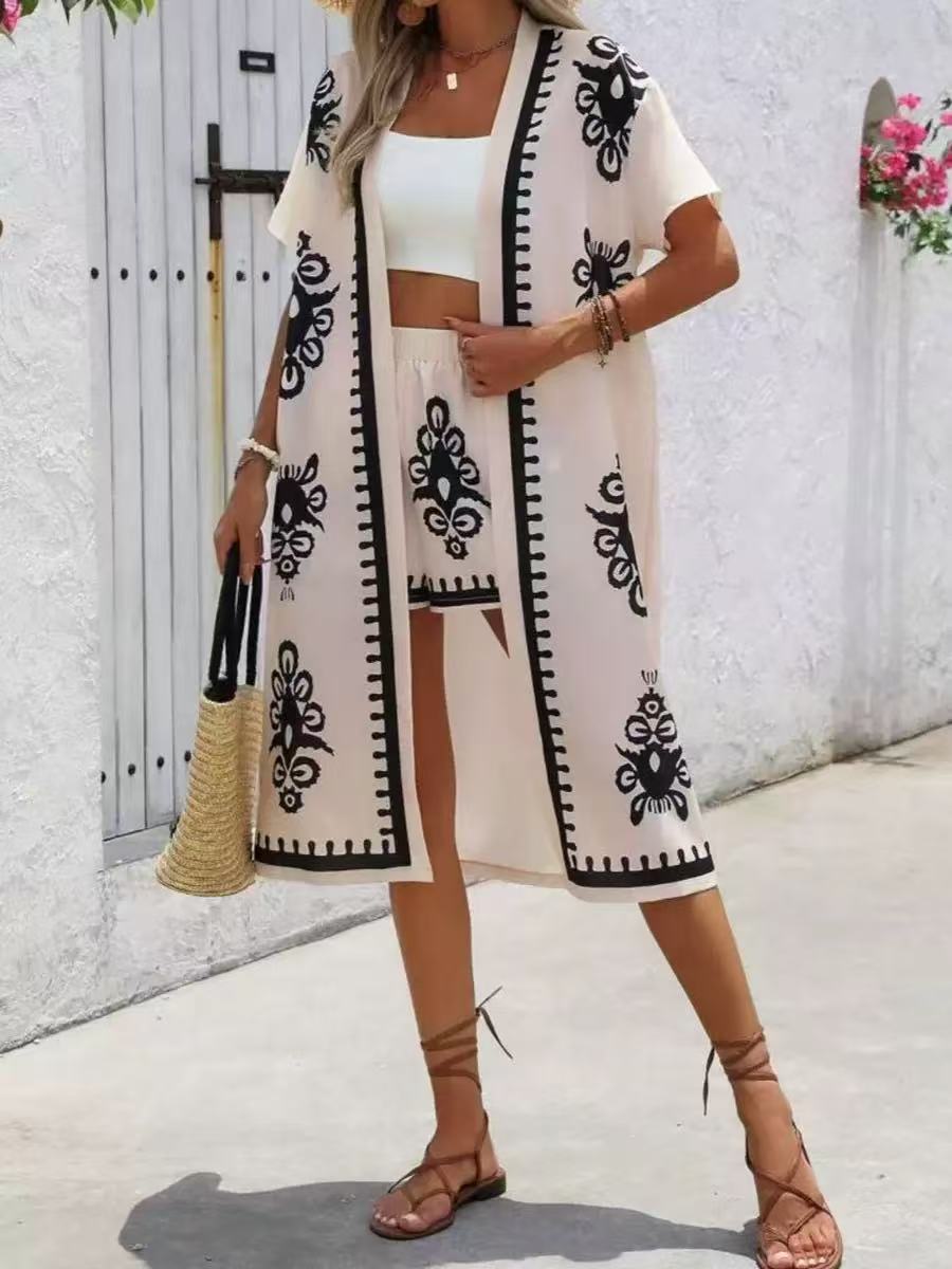 Women's Retro Ethnic-Style Elegant Casual Long Cardigan With Print