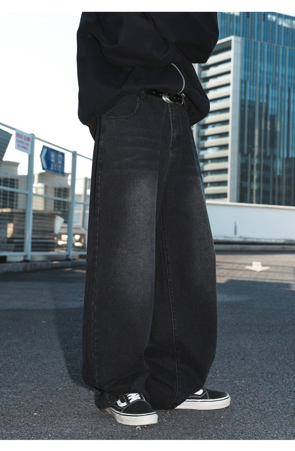 Vintage Washed Distressed Straight Loose Jeans