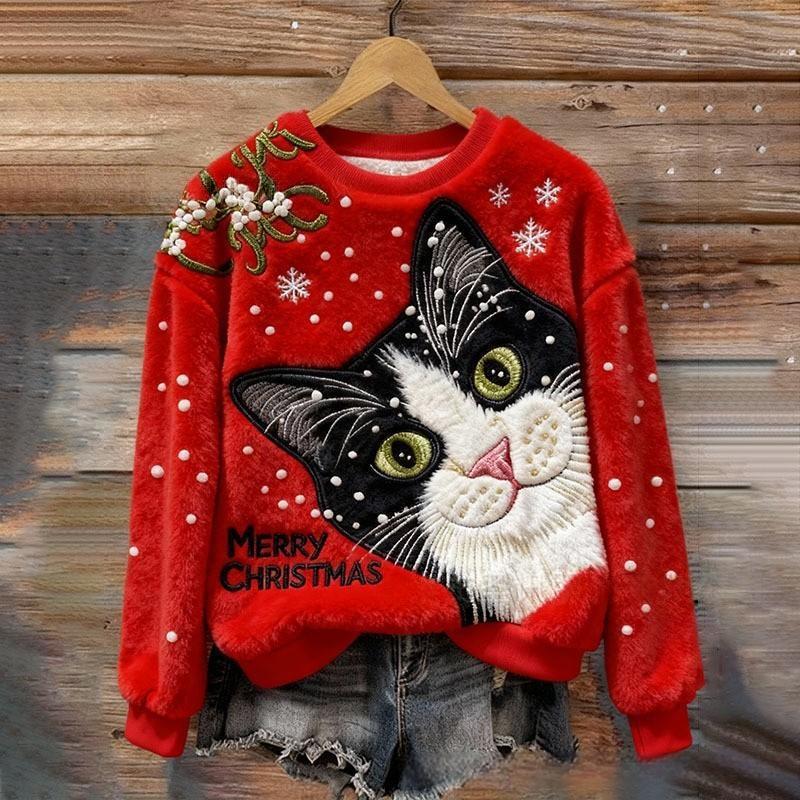 Women's Round-neck Sweatshirt With Faux Fur For Autumn And Winter