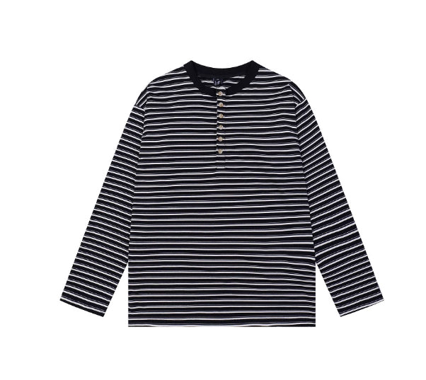 Retro Classic Striped Simple Long-sleeved Shirt Relaxed Feel