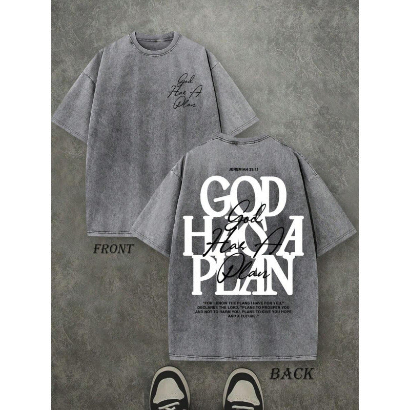 Vintage Washed Double-sided Printed T-shirt