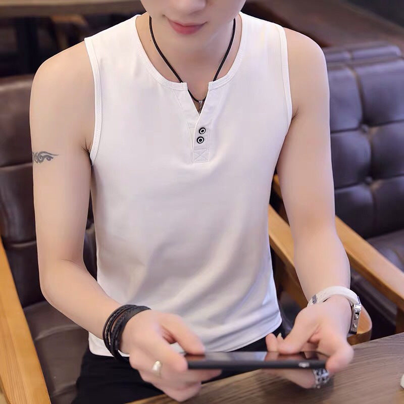 Men's Cotton Sleeveless Short-sleeve T-shirt