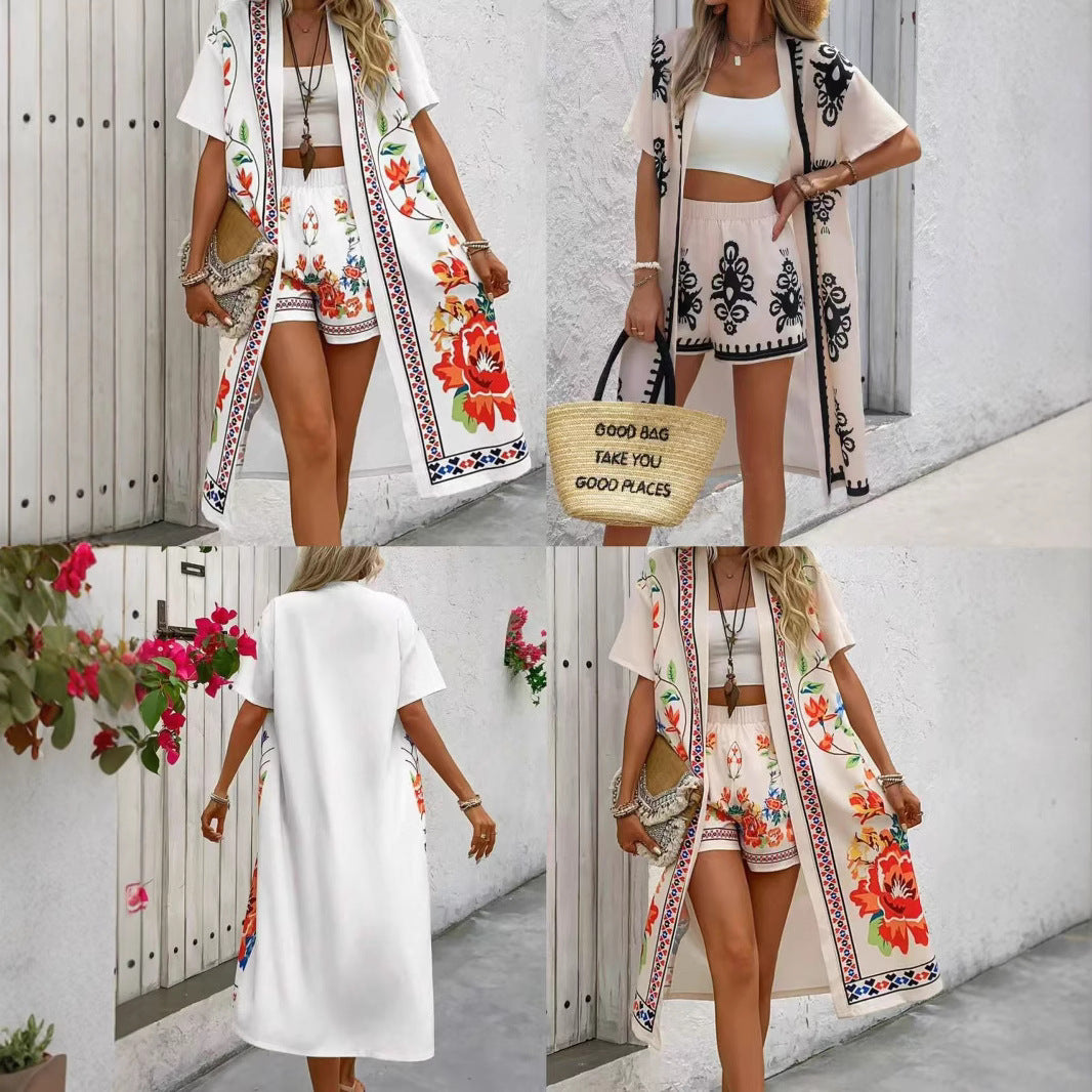 Women's Retro Ethnic-Style Elegant Casual Long Cardigan With Print