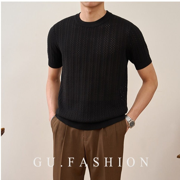 Men's Embroidered Letter American Retro Loose Half-zip Sweater