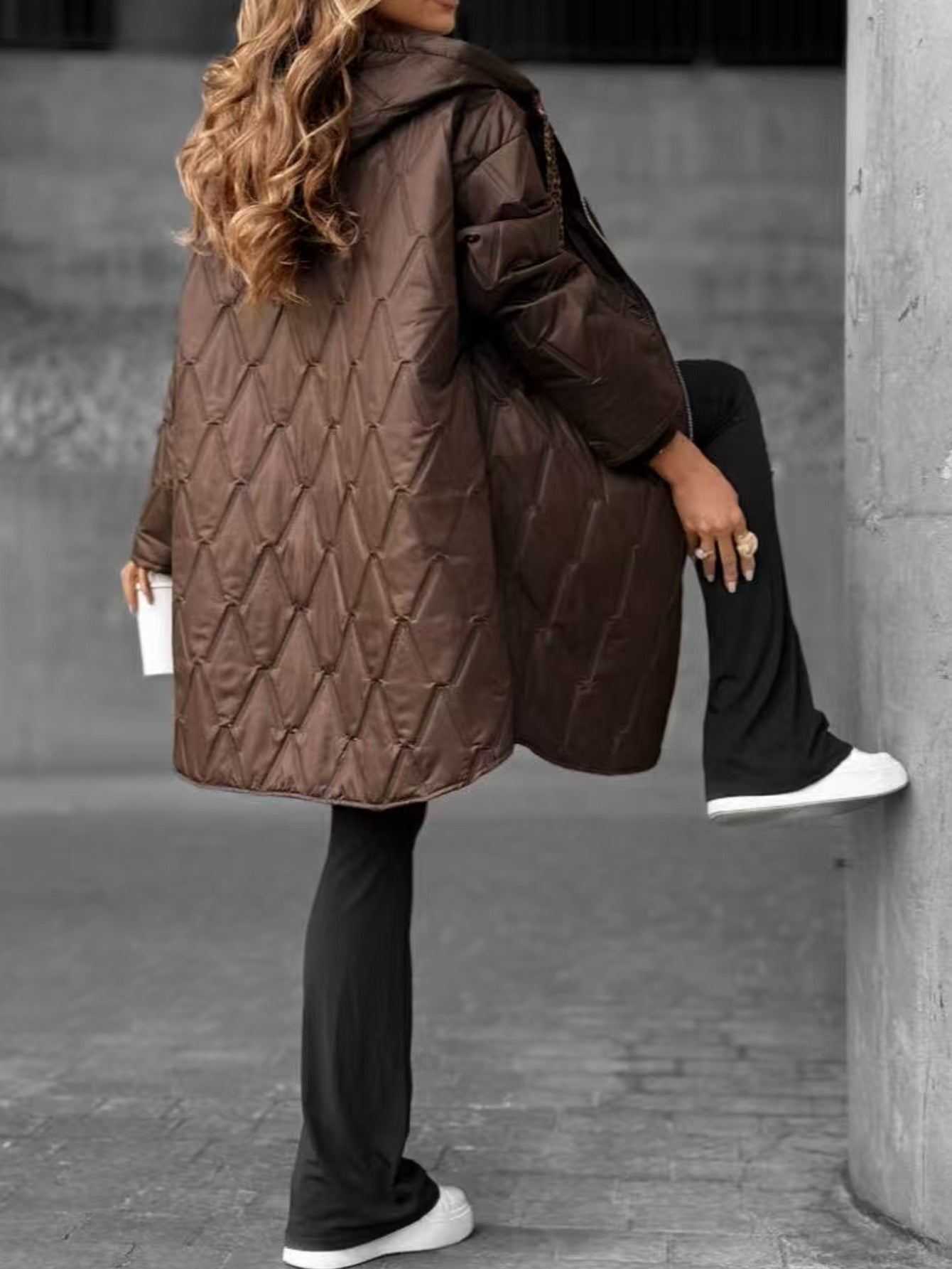 Women's Casual Lightweight Diamond-Quilted Hooded Jacket