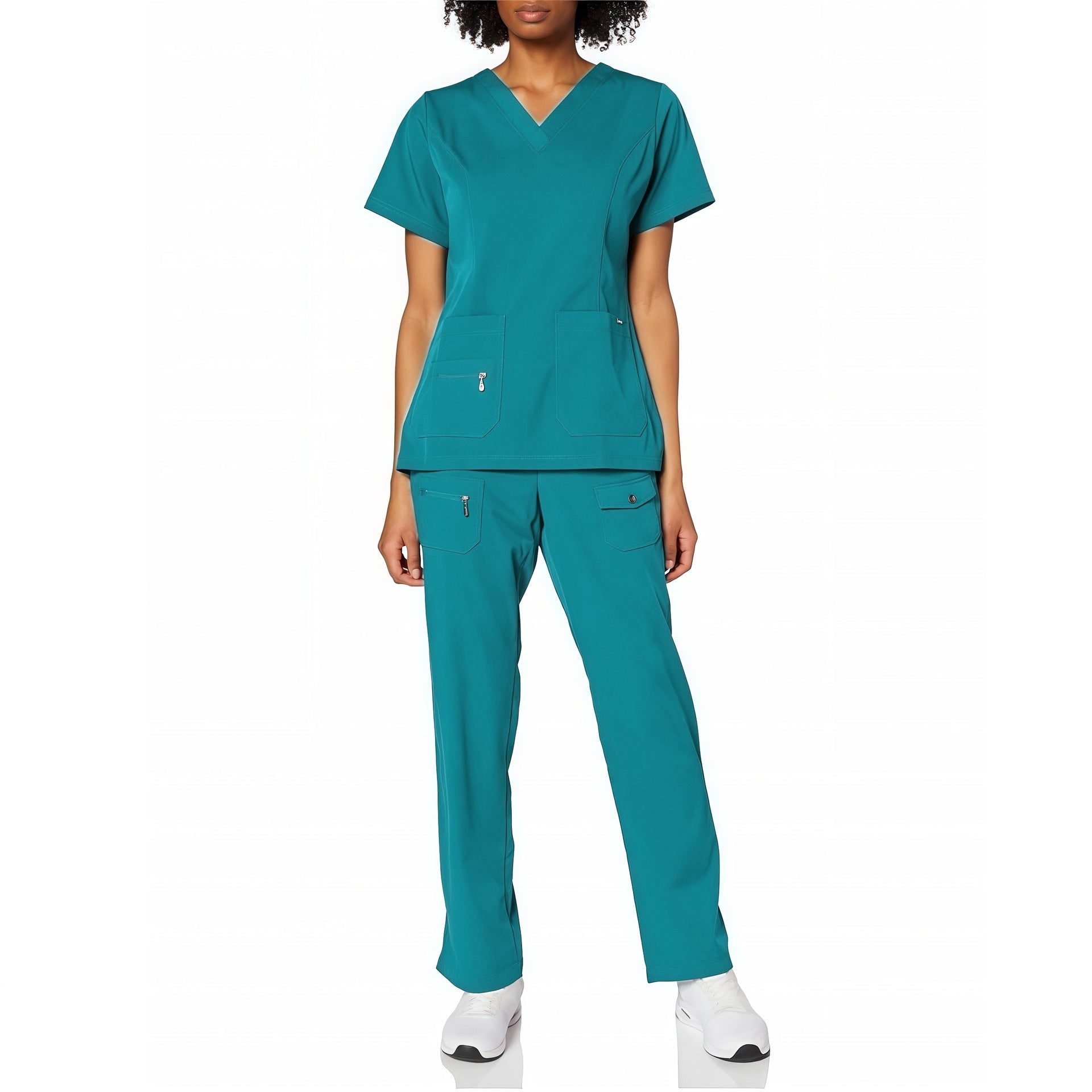 V-neck Scrub Tops For Medical Staff And Beauty Salon Professionals Short-sleeve Scrub Sets For Operating Rooms