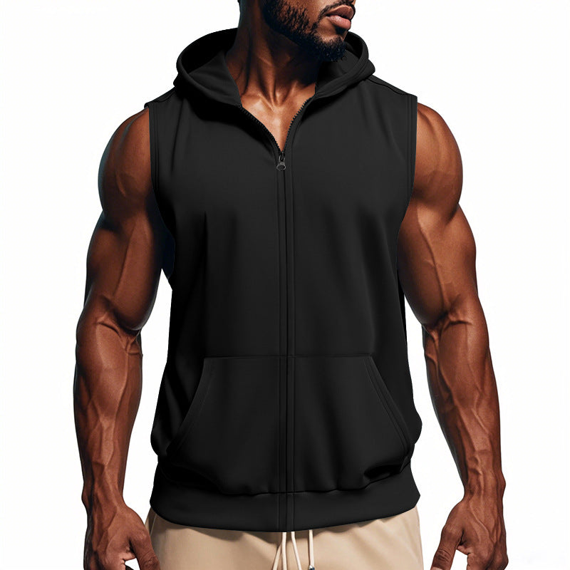 Men's Sports Fitness Training Zip-Up Sleeveless Vest