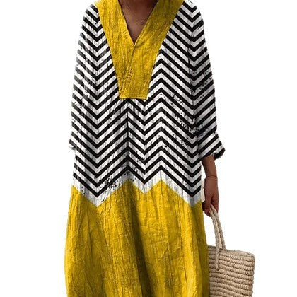 Women's Casual Floral Print Long-Sleeve Shirt Dress