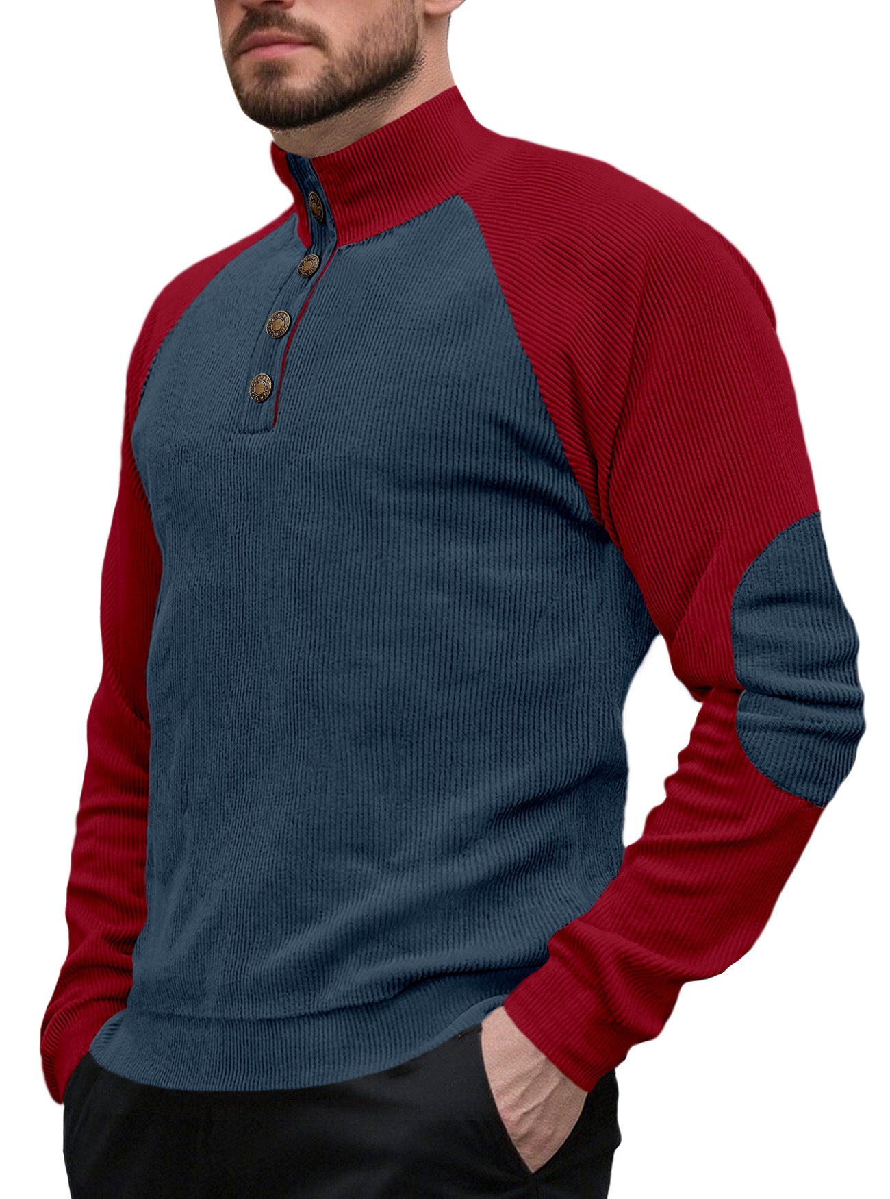 SpringAutumn New Men's Outdoor Raglan Sleeve Casual Stand-up Collar Loose Long Sleeve