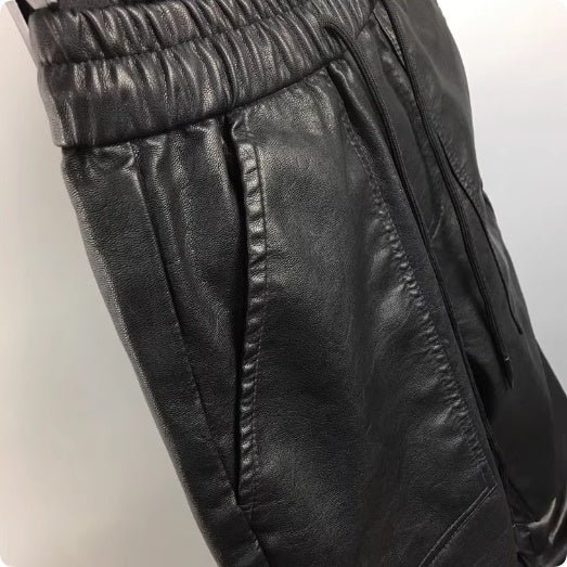 Winter Motorcycle Leather Pants Fleece-lined Thickened Windproof