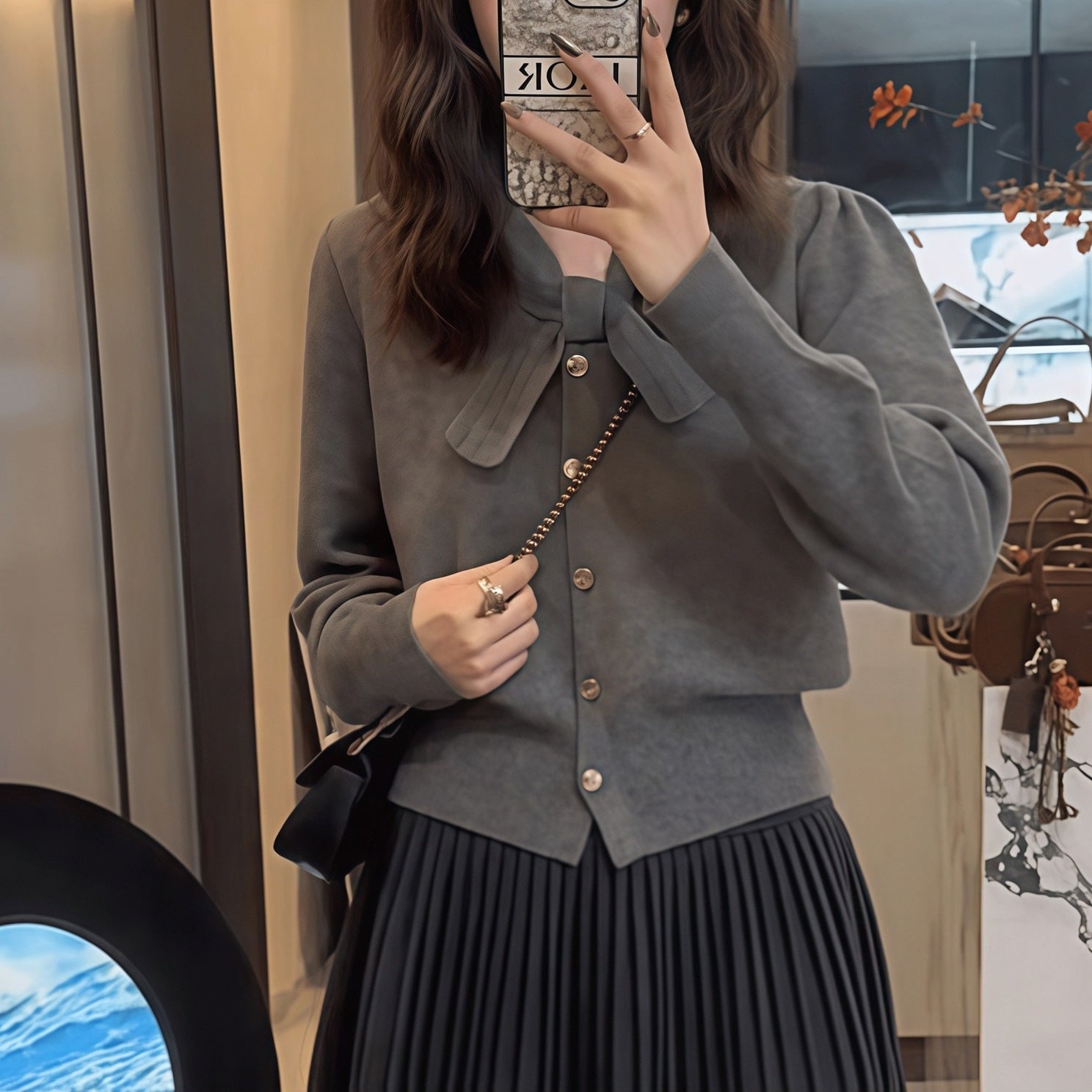 French-style Luxe Lace-up Sweater For Women