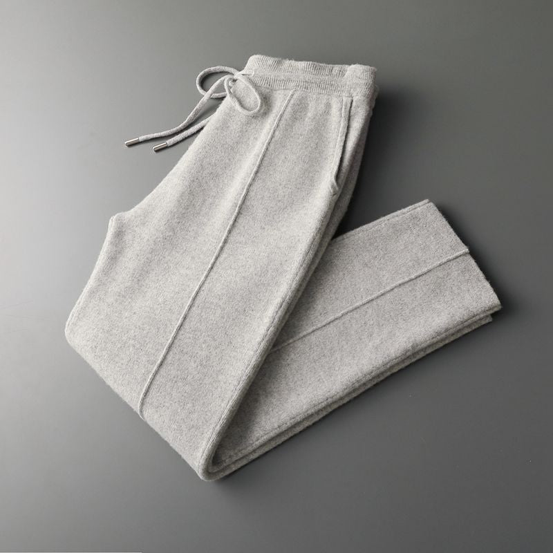 Men's Thickened Mid-Waist Wool Straight-Leg Pants