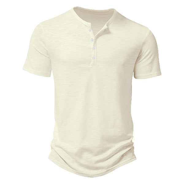 Men's Casual Solid Color Slim-fit Short Sleeve