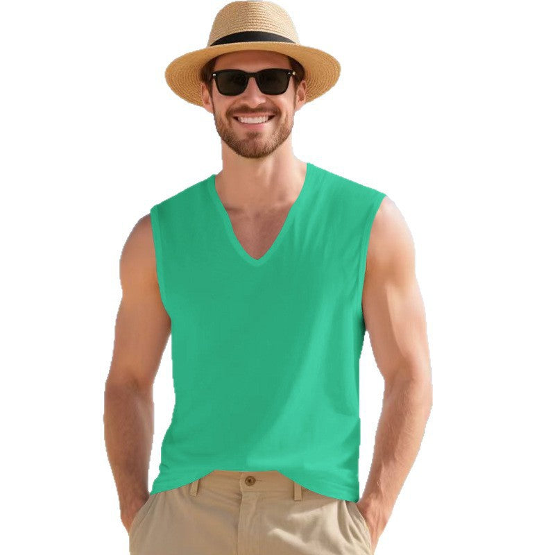 Men's V-neck Design Quick-dry Breathable Vest For Vacation Training