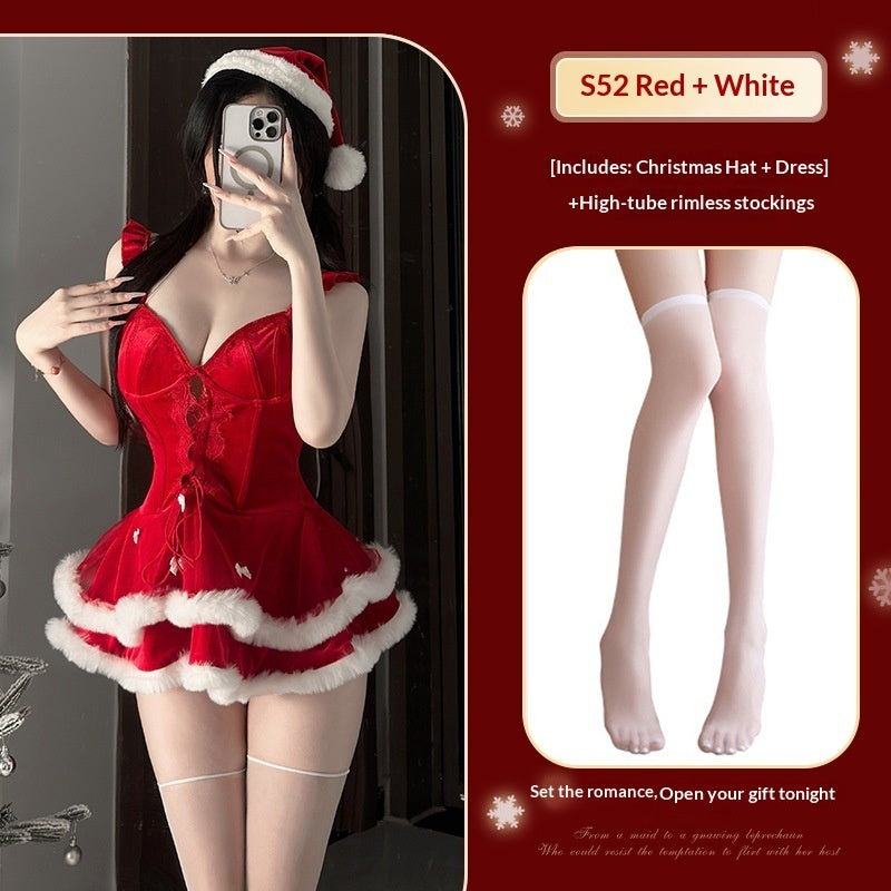 Christmas Costume Stage Outfit Velvet Cute Dress
