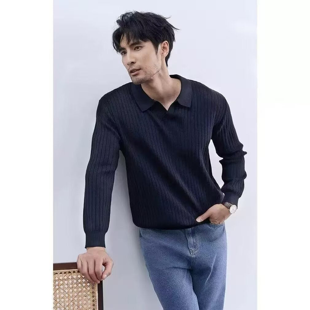 Men's Turn-down Collar Sweater Long Sleeve Knitwear