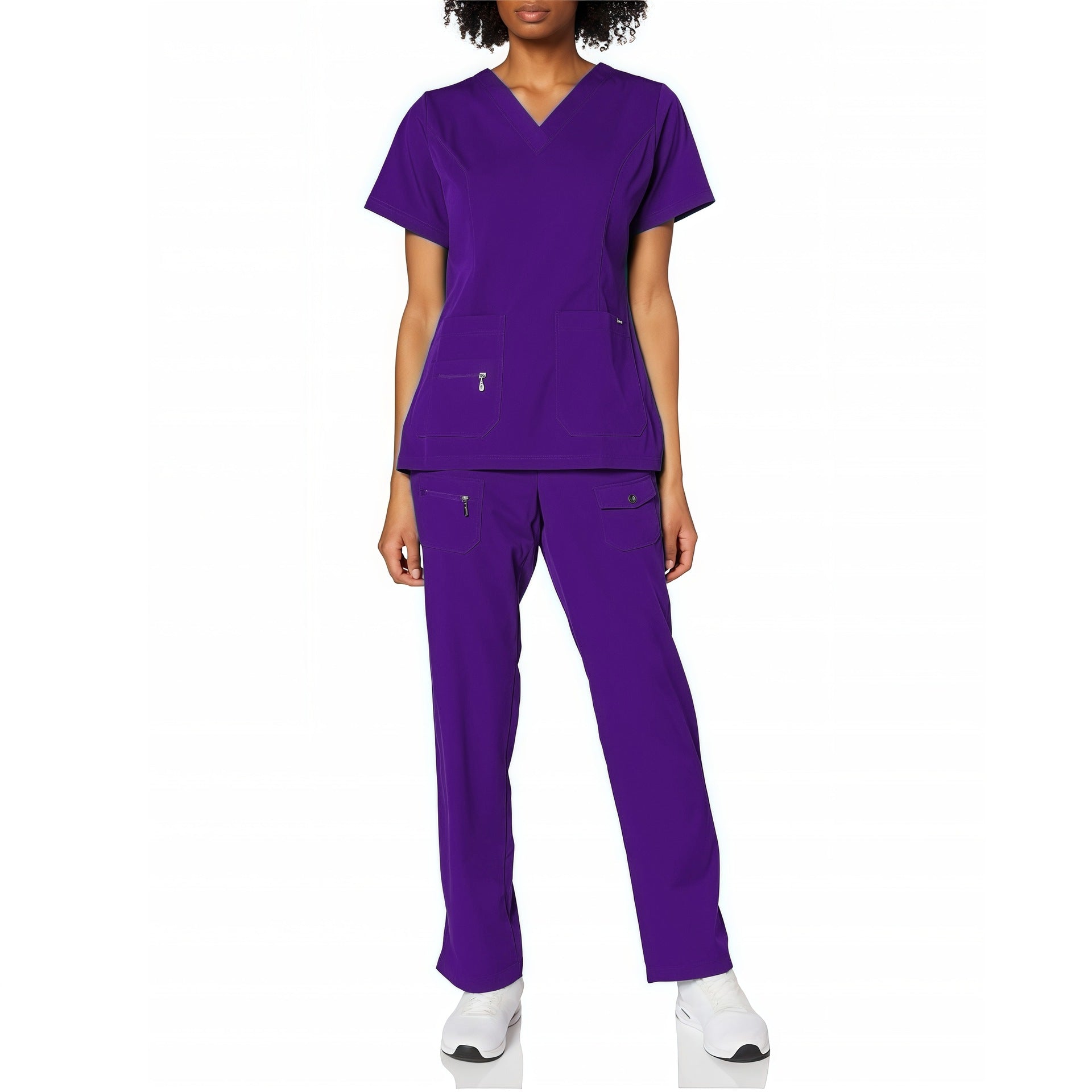 V-neck Scrub Tops For Medical Staff And Beauty Salon Professionals Short-sleeve Scrub Sets For Operating Rooms
