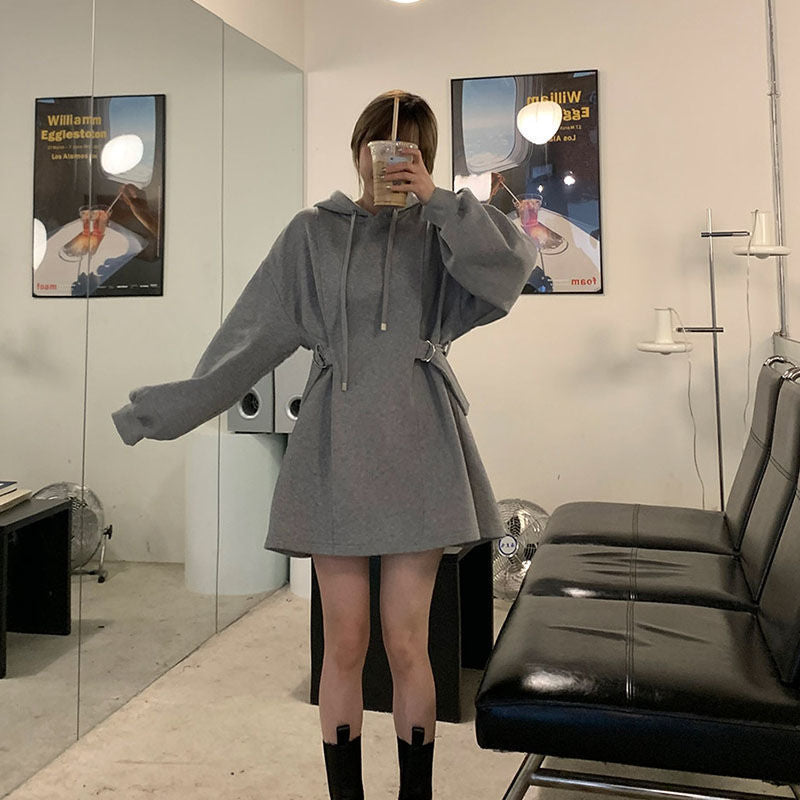 Stylish Women's Loose-fit Laid-back Hoodie Dress