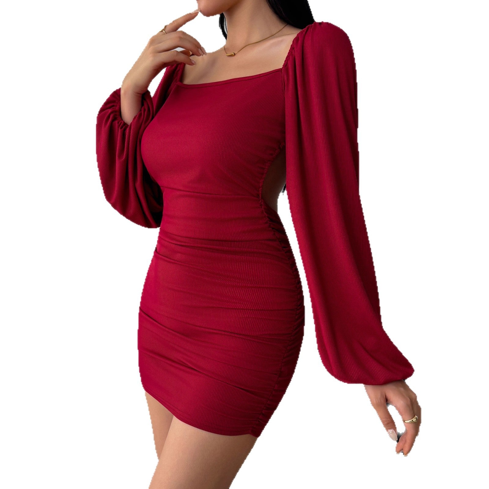 Elegant Casual Autumnwinter Dress With Long Sleeves
