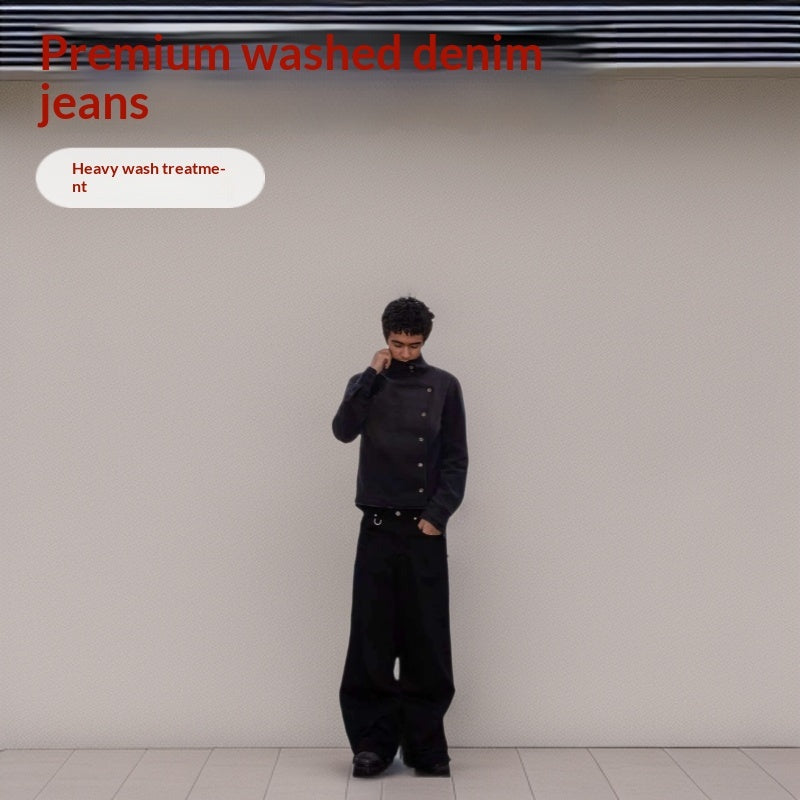 Washed Long-sleeve Denim Jacket For Couples