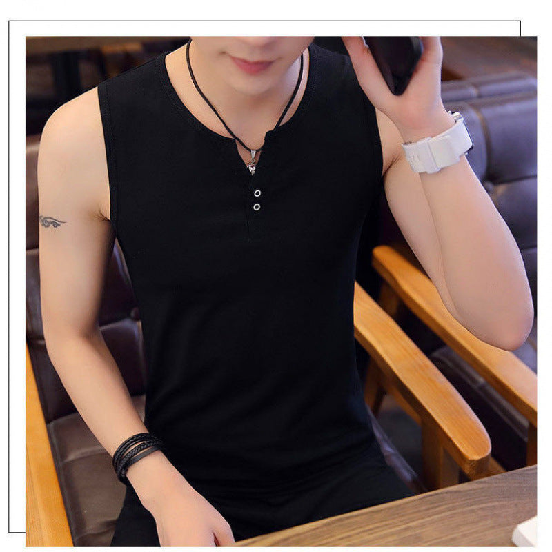 Men's Cotton Sleeveless Short-sleeve T-shirt