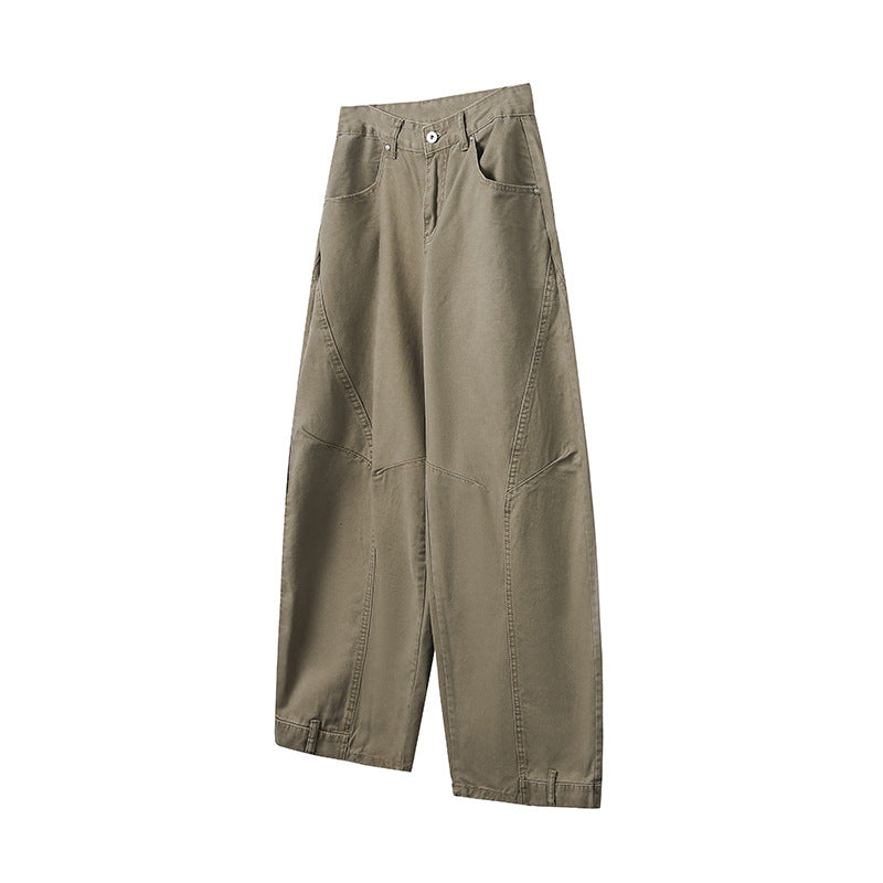 Retro Deconstruction Scimitar Men's Wide-leg High-end Khaki Pants
