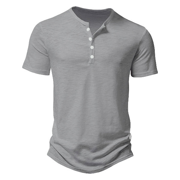 Men's Casual Solid Color Slim-fit Short Sleeve