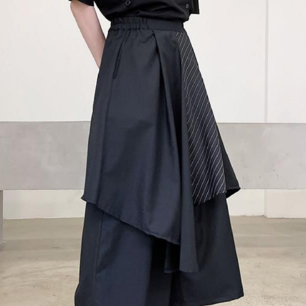 Wide-leg Pants Faux Two-piece Patchwork