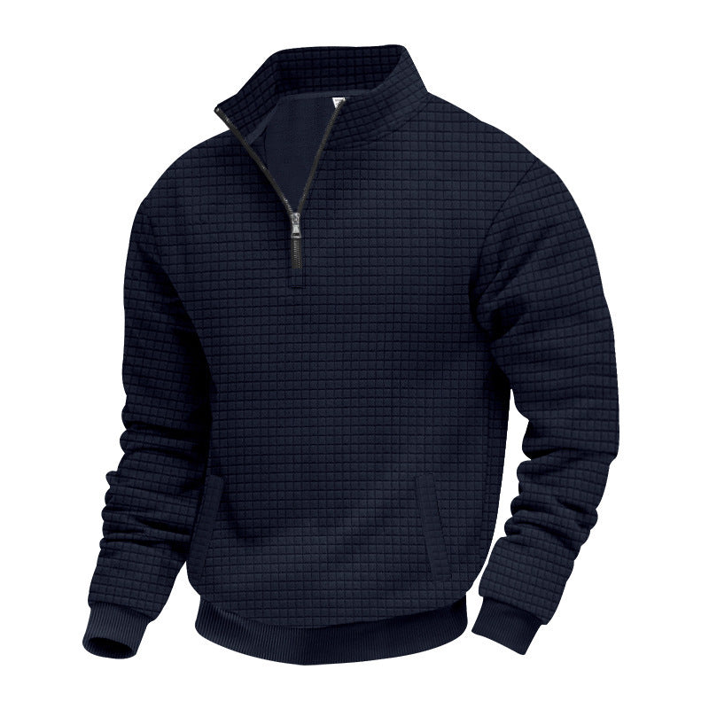 Men's Sweatshirt Autumn And Winter New Style Stand-up Collar Long Sleeve Small Check