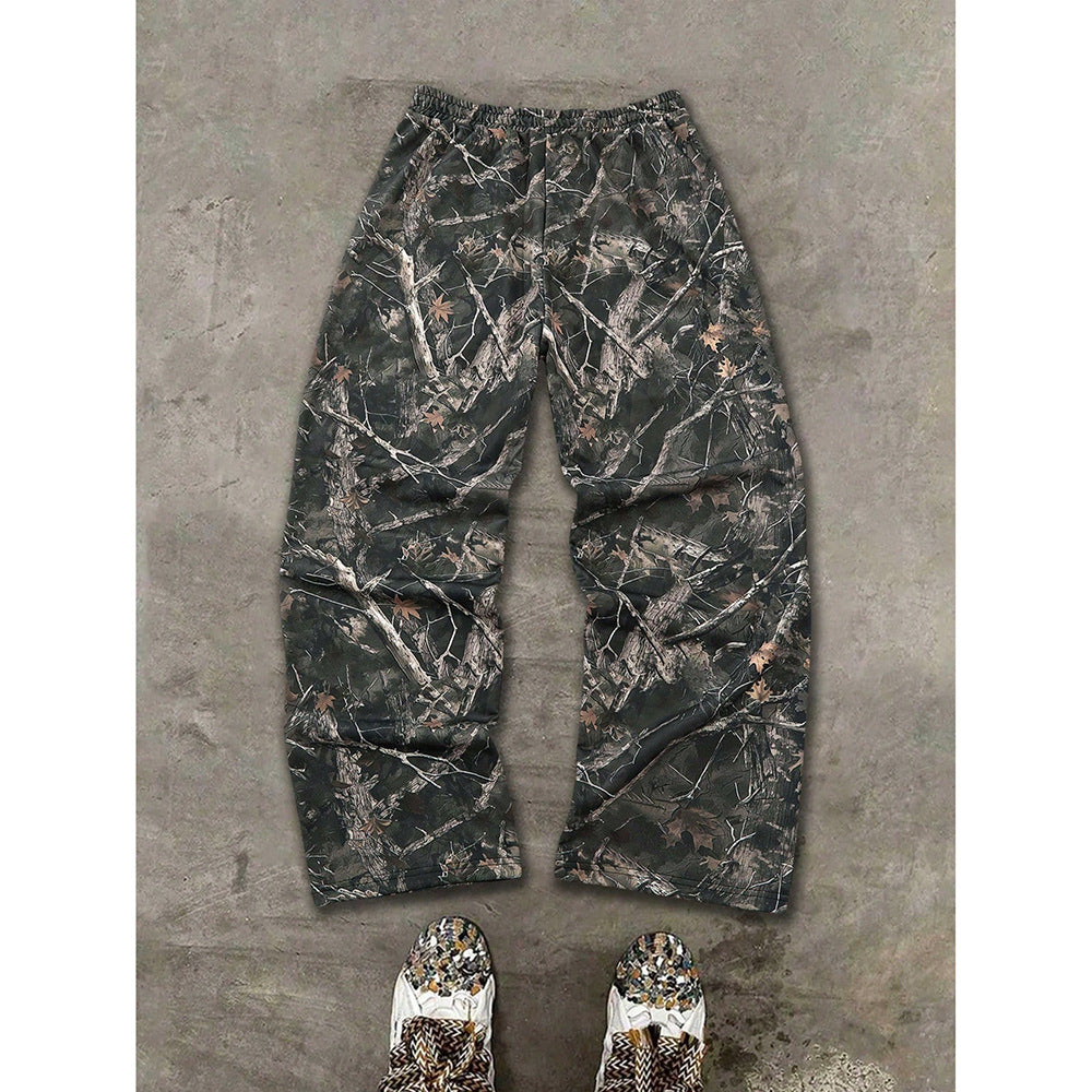 New Stylish Casual Pants With A Branch-pattern Print