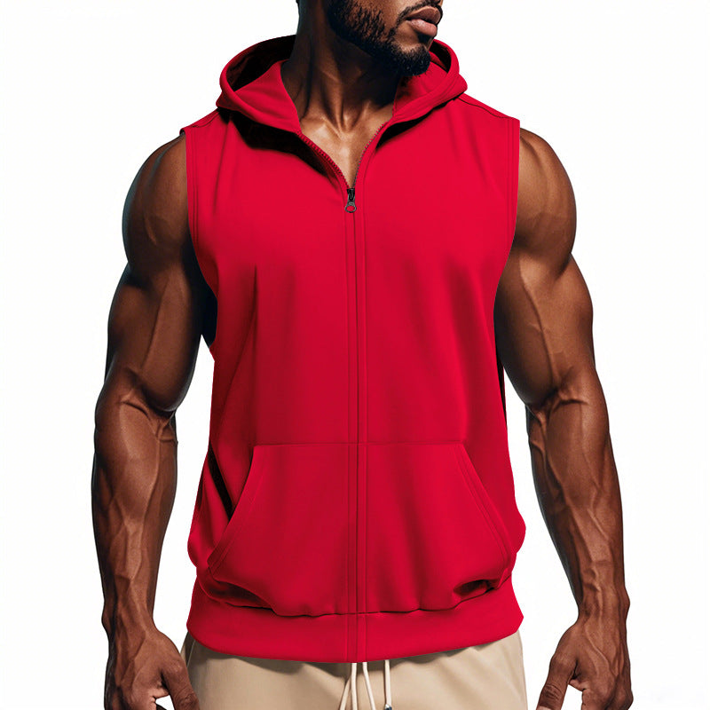 Men's Sports Fitness Training Zip-Up Sleeveless Vest
