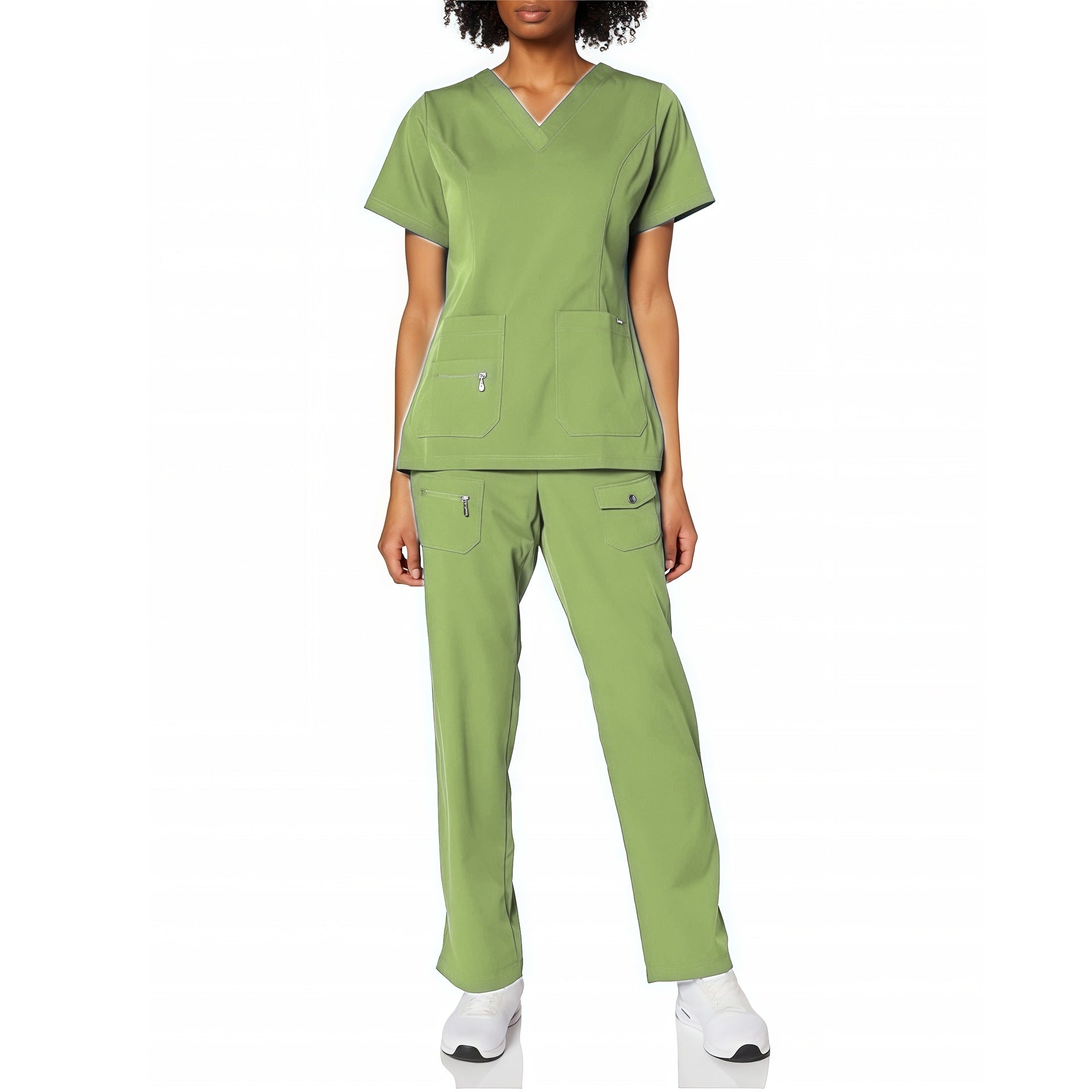 V-neck Scrub Tops For Medical Staff And Beauty Salon Professionals Short-sleeve Scrub Sets For Operating Rooms