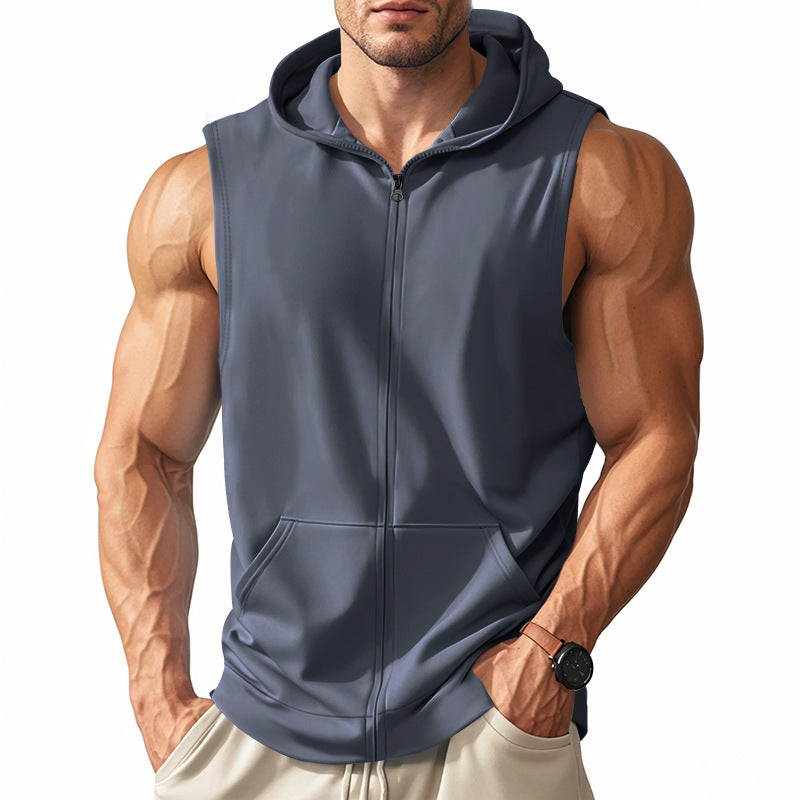 Men's Sports Fitness Training Zip-Up Sleeveless Vest