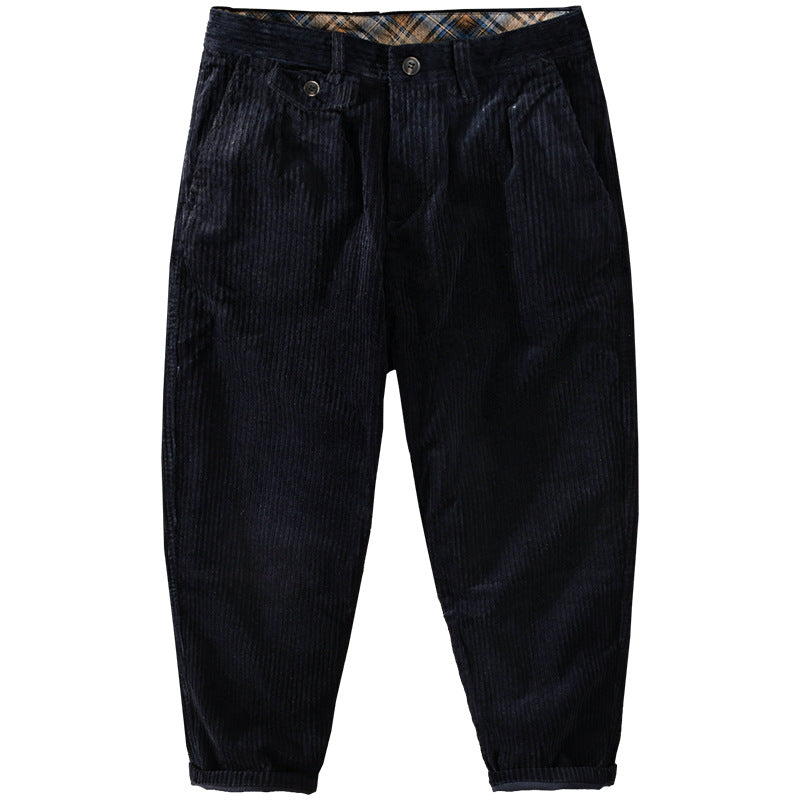 Men's Corduroy Trousers Retro-Style Loose-Fit Casual Pants